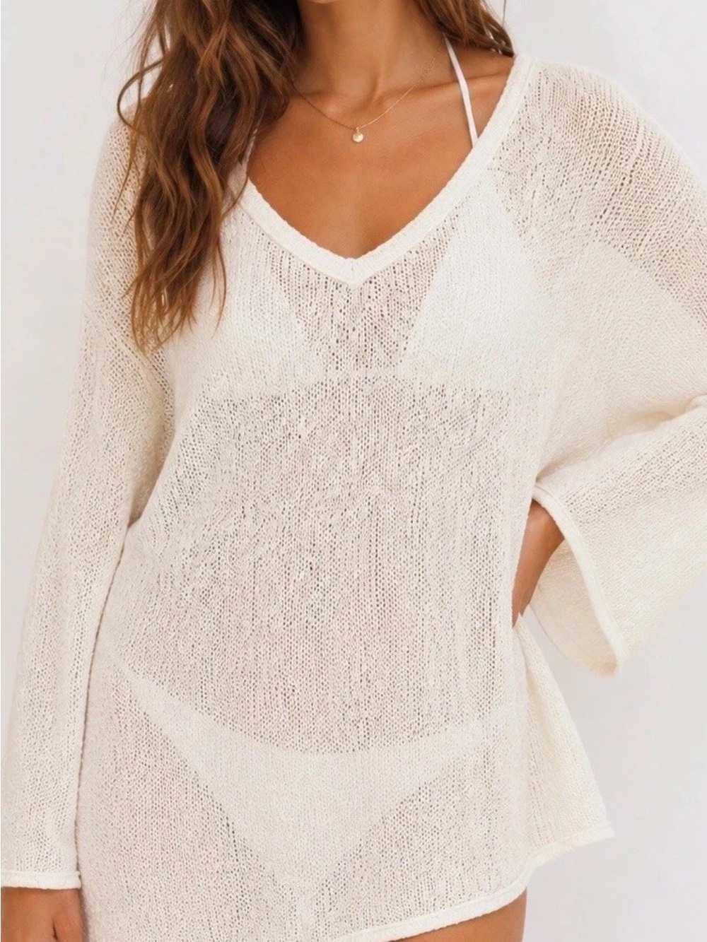 Vitamin A Ivory Knit Swim Cover-Up Small Beach Coverup Women